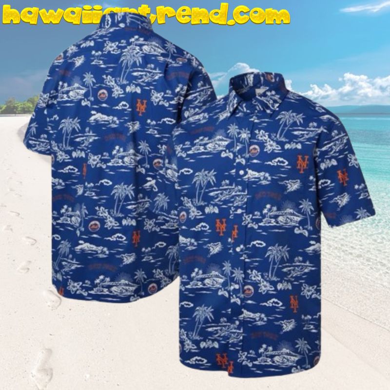New York Mets Summer Island Kekai Blue Hawaiian Shirt