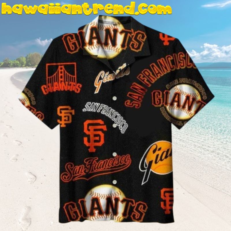 All Over Printed Logo SF Giants Simple Black Theme Hawaiian Shirt