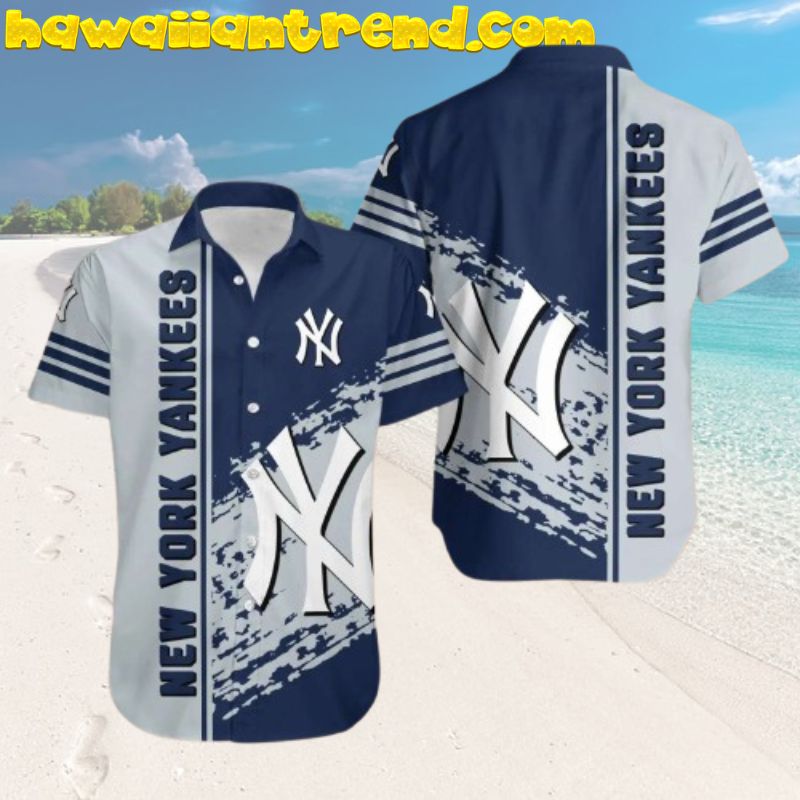 Bold Split Design NY Yankees MLB Team Hawaiian Shirt For Fan