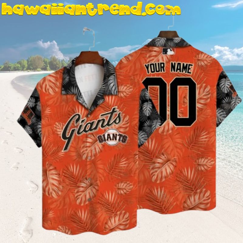 Custom Name And Number San Francisco Giants Hibiscus Pattern Hawaiian Shirt