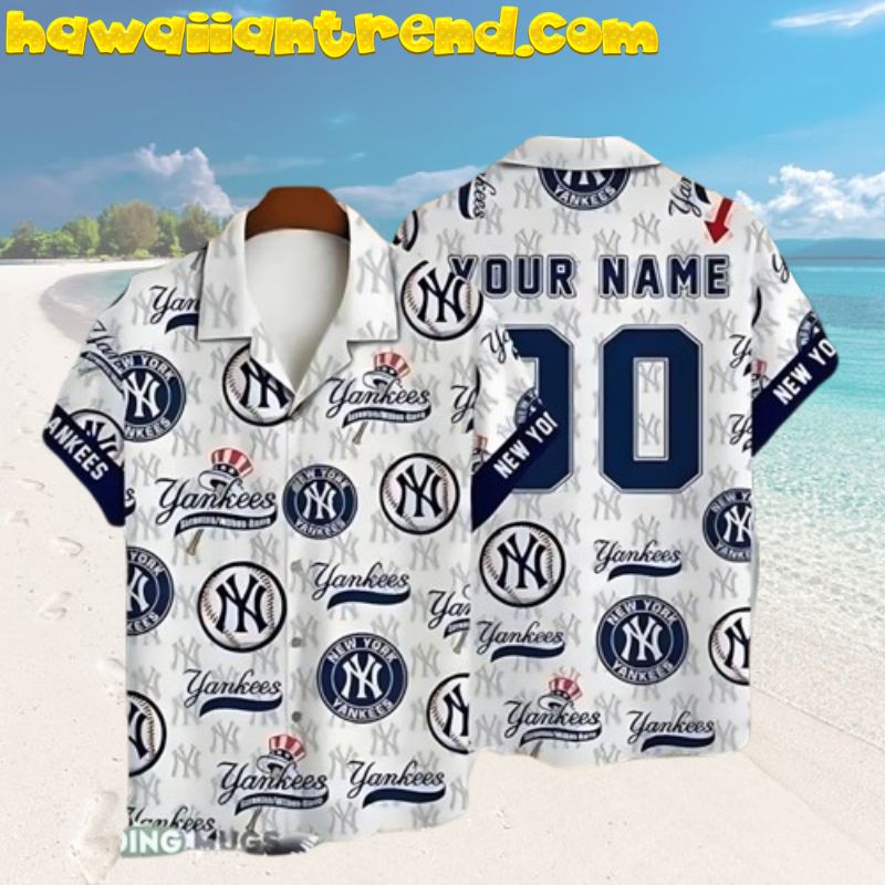 Custom Name New York Yankees logo Faded For Fan Hawaiian Shirt