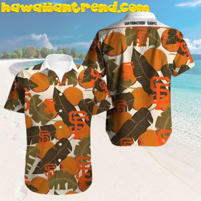 MLB San Diego Padres Orange Fruit And Banana Leaf Hawaiian Shirt