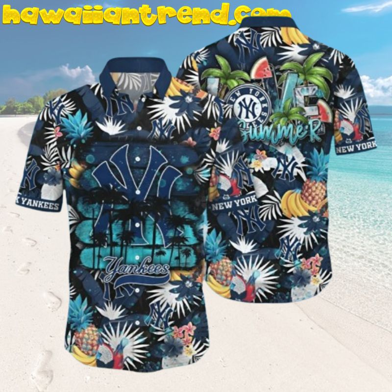 New York Yankees MLB Flower Tropical Fruit Banana Pineapple Hawaiian Shirt