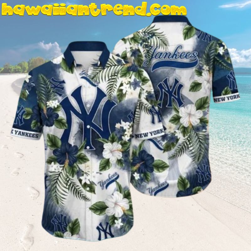 New York Yankees MLB Team Summer Holiday Floral Hibiscus Aloha Hawaiian Shirt