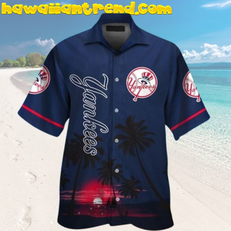 New York Yankees Sunset On Palm Island Hawaiian Shirt Gift For Fan