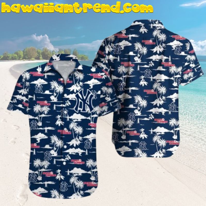 New York Yankees Team Logo Beachscape Summer Island Hawaiian Shirt