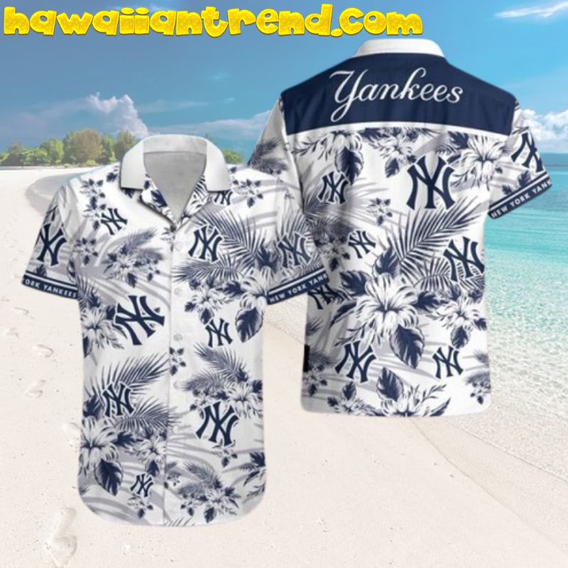New York Yankees Tropical Leaves Hibiscus Pineapple Summer Beach Hawaiian Shirt