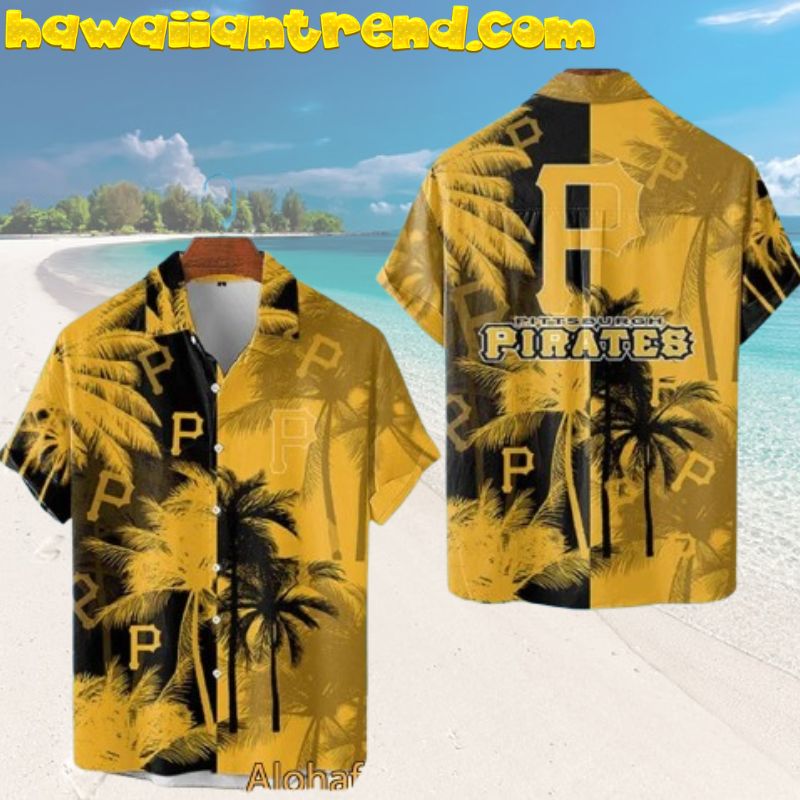 Pittsburgh Pirates Coconut Tree Half Design Hawaiian Shirt