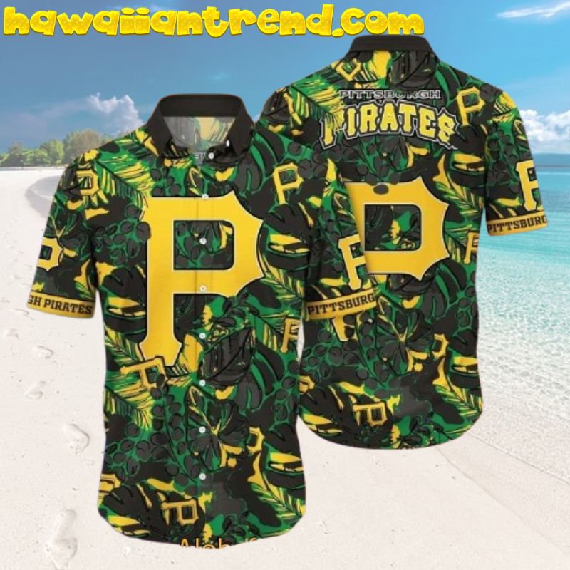 Pittsburgh Pirates Green Forest Aloha Design Hawaiian Shirt