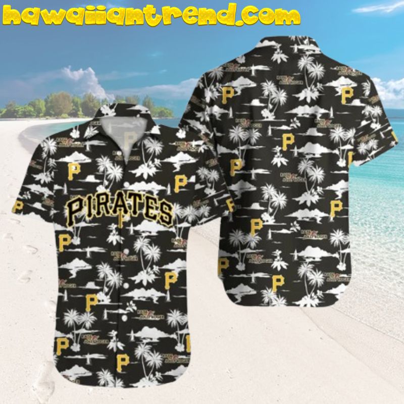 Pittsburgh Pirates Palm Island Jolly Roger Design Hawaiian Shirt