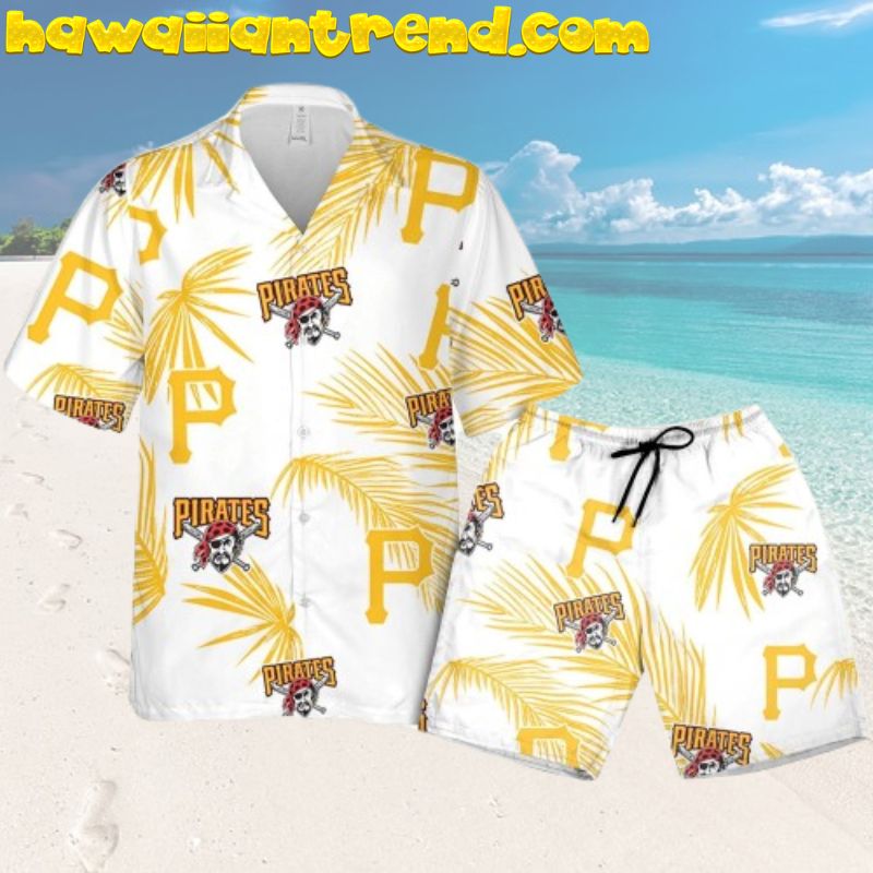 Pittsburgh Pirates Palm Leaves Yellow Pattern Tropical Hawaiian Shirt And Shorts