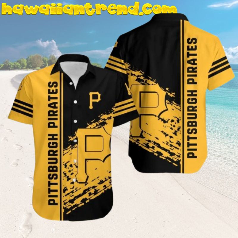 Pittsburgh Pirates Quarter Style Black And Yellow Style Hawaiian Shirt