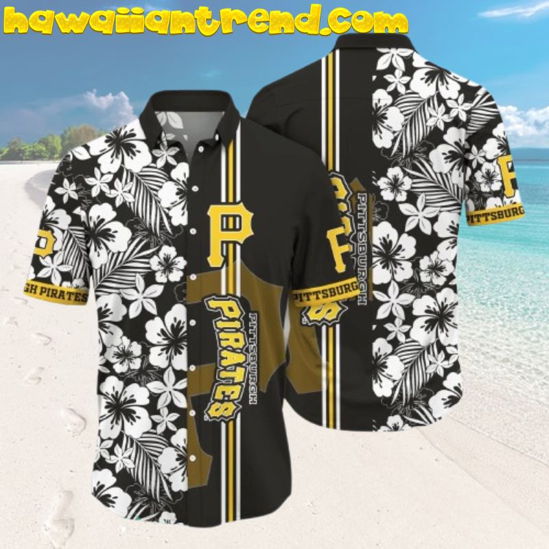 Pittsburgh Pirates Summer Beach Floral logo Stripe Hawaiian Shirt And Short