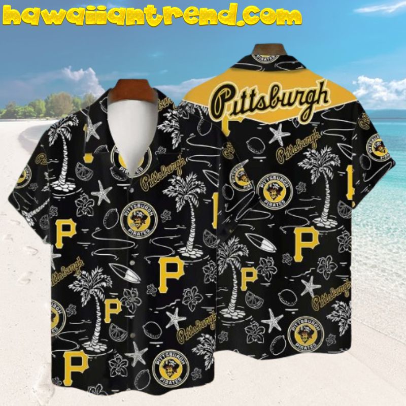 Pittsburgh Pirates Summer Beach Seastar Black Hawaiian Shirt