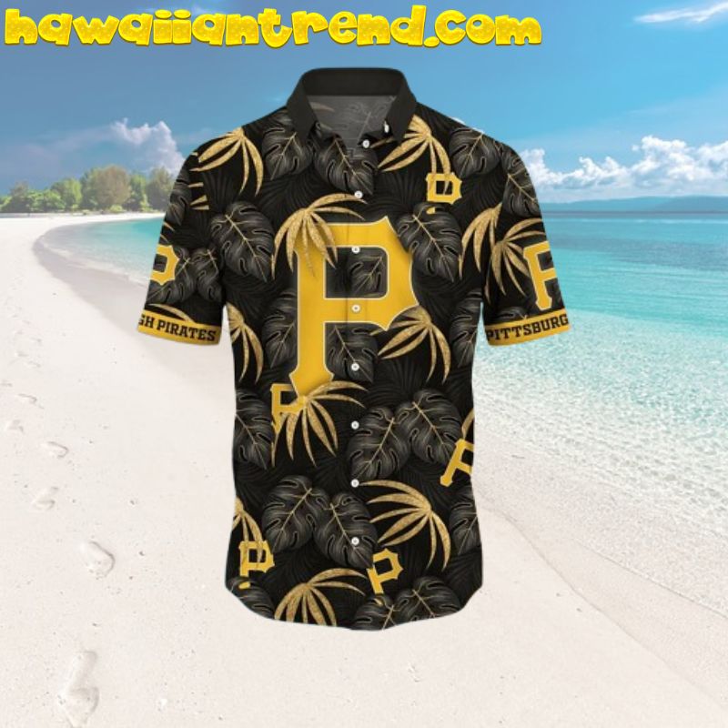 Pittsburgh Pirates Tropical Design Monstera Palm Leaves Hawaiian Shirt