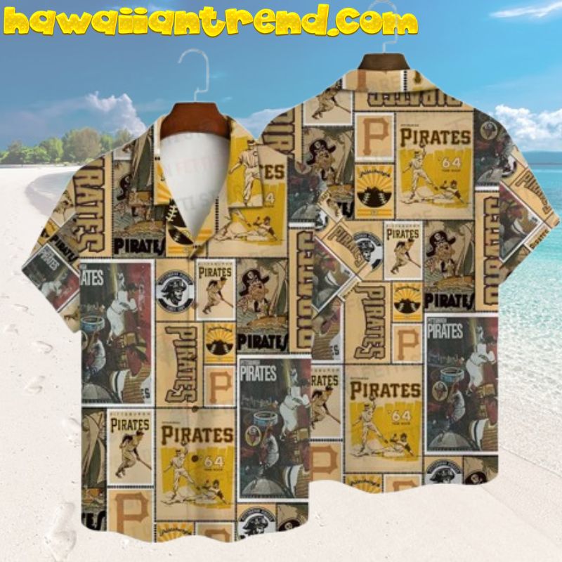 Pittsburgh Pirates Vintage Collage Square Pattern Hawaiian Shirt
