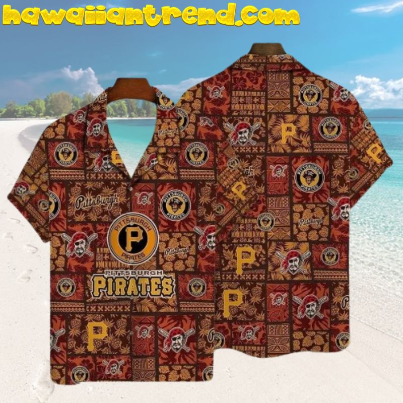 Pittsburgh Pirates Vintage Square Design Tiki Aloha Hawaiian Shirt