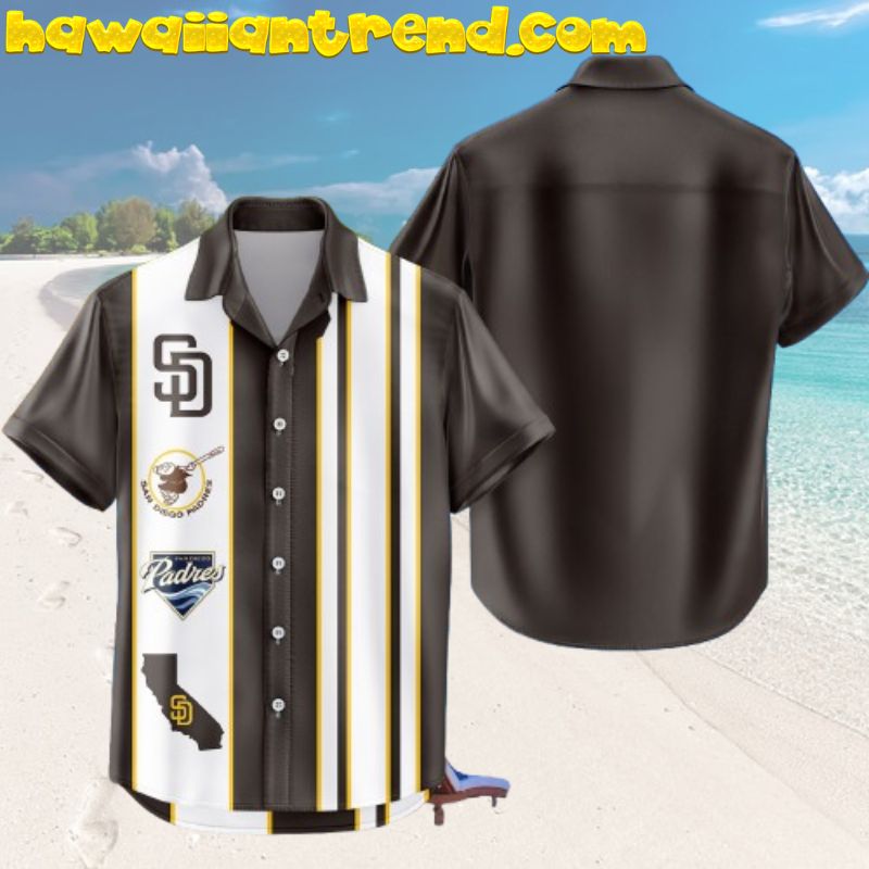 San Diego Padres Classic Design Logo Contrast Black Hawaiian Shirt