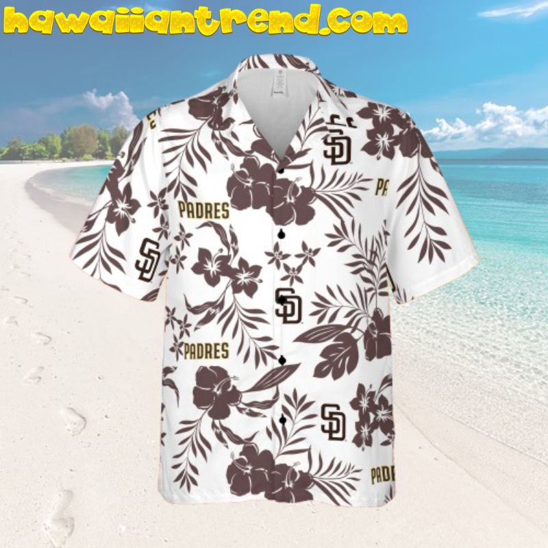San Diego Padres Logo Design Hibiscus And Leaf Hawaiian Shirt For Fan This Summer
