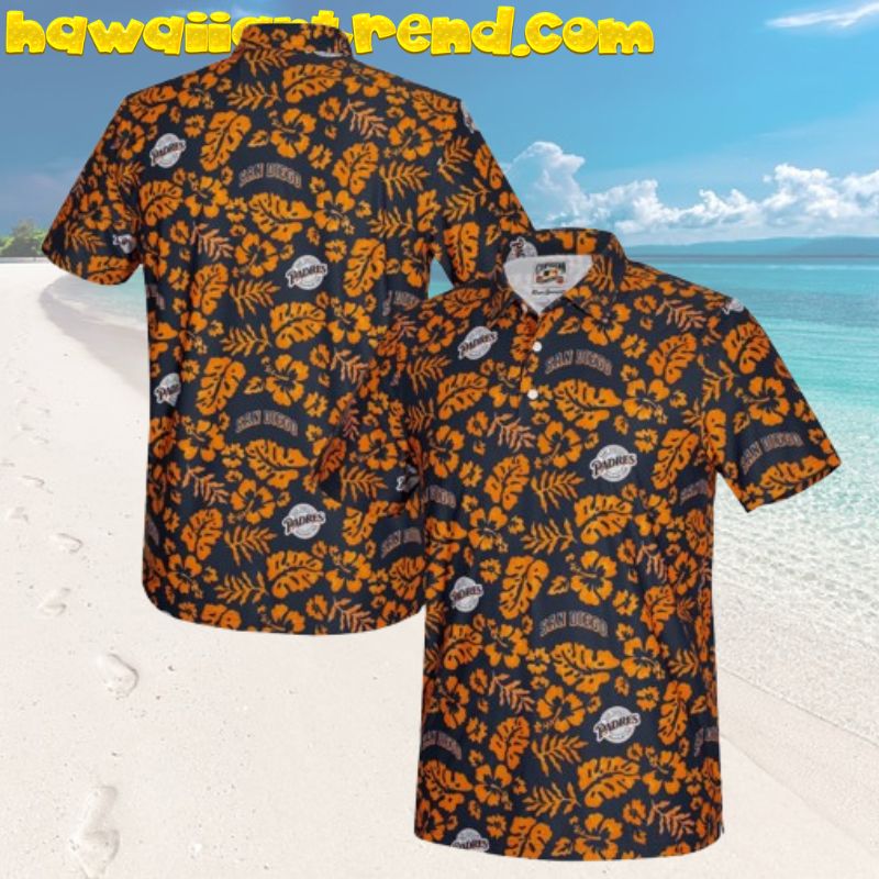 San Diego Padres Mlb Team Orange Pattern Tropical Aloha Hawaiian Shirt