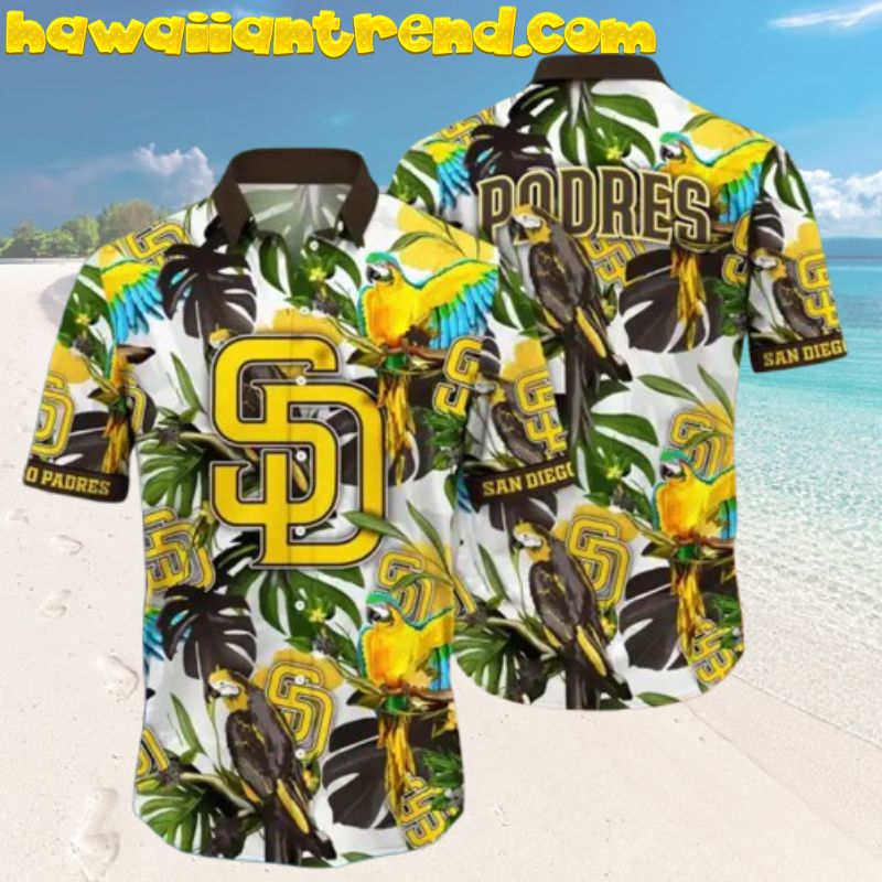 San Diego Padres Monstera Jungle Parrot Design Hawaiian Shirt