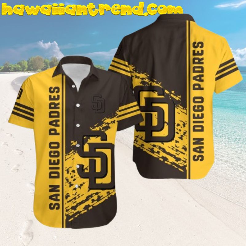 San Diego Padres Retro Yellow Banner Black Hawaiian Shirt