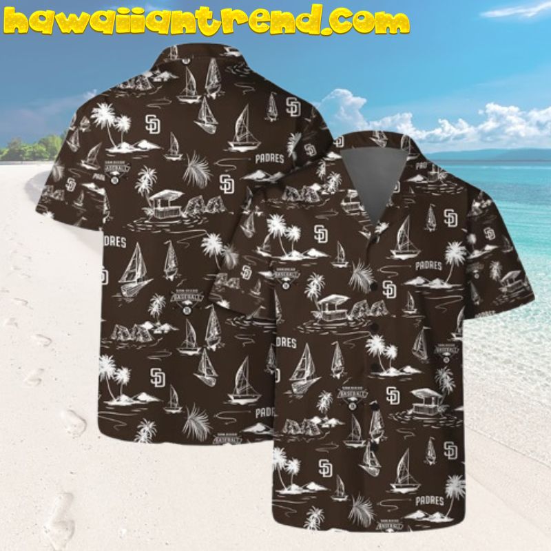 San Diego Padres Retro Yellow Banner Black Hawaiian Shirt
