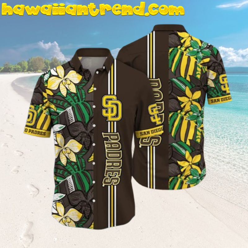 San Diego Padres Tropical Design Faded Brown Theme Hawaiian Shirt