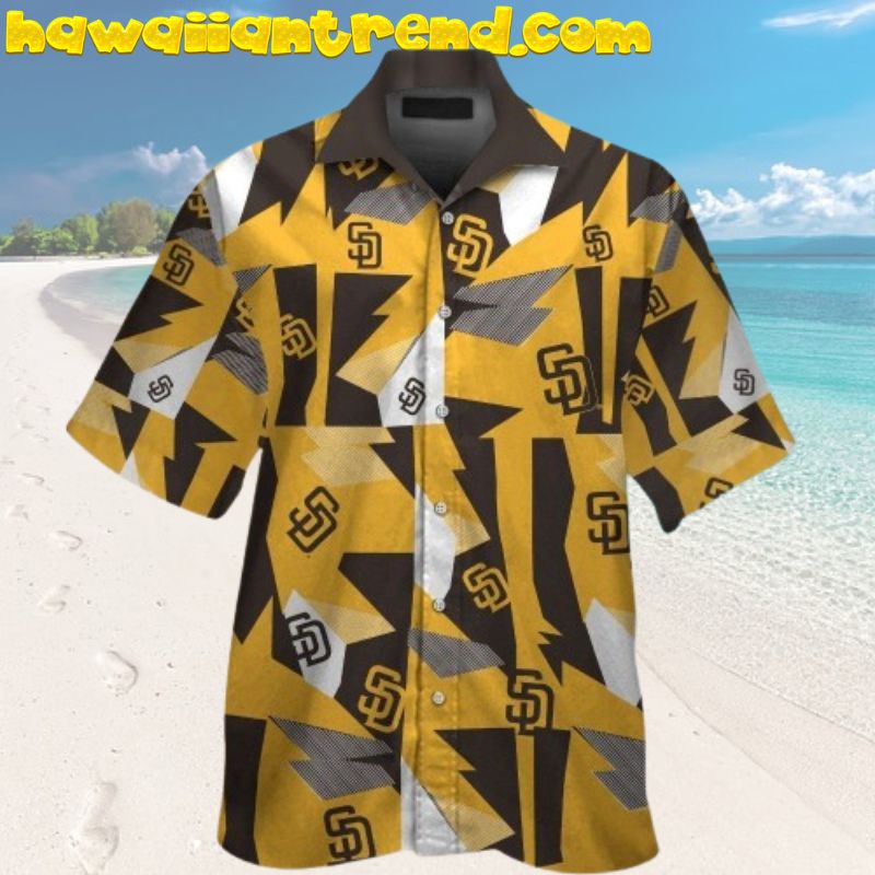 San Diego Padres Vintage Design Short Sleeve Button Up Hawaiian Shirt