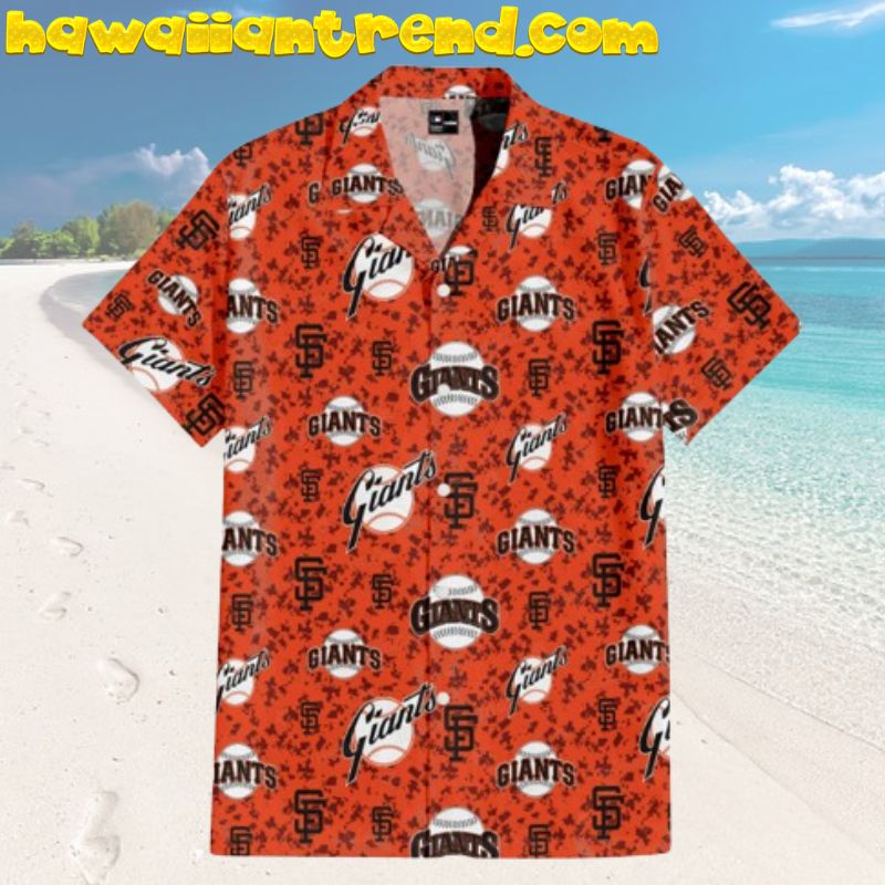 San Francisco Giants Logo Orange Camouflage Hawaiian Shirt