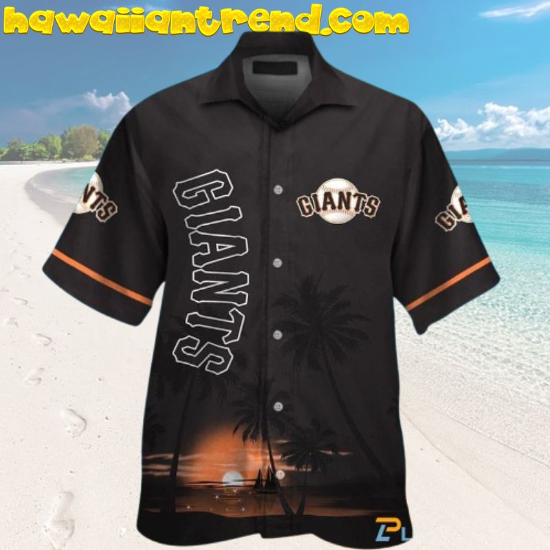 San Francisco Giants MLB Sunset On The Beach Black Hawaiian Shirt