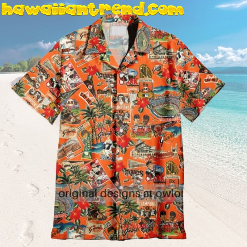 San Francisco Giants Palm Trees Pennants and Baseball Glory Cartoon Style Hawaiian Shirt