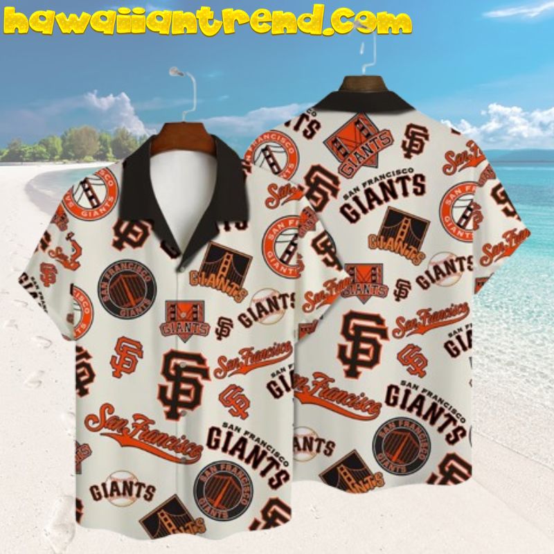 San Francisco Giants Simple Icon Collage Vintage Style Hawaiian Shirt