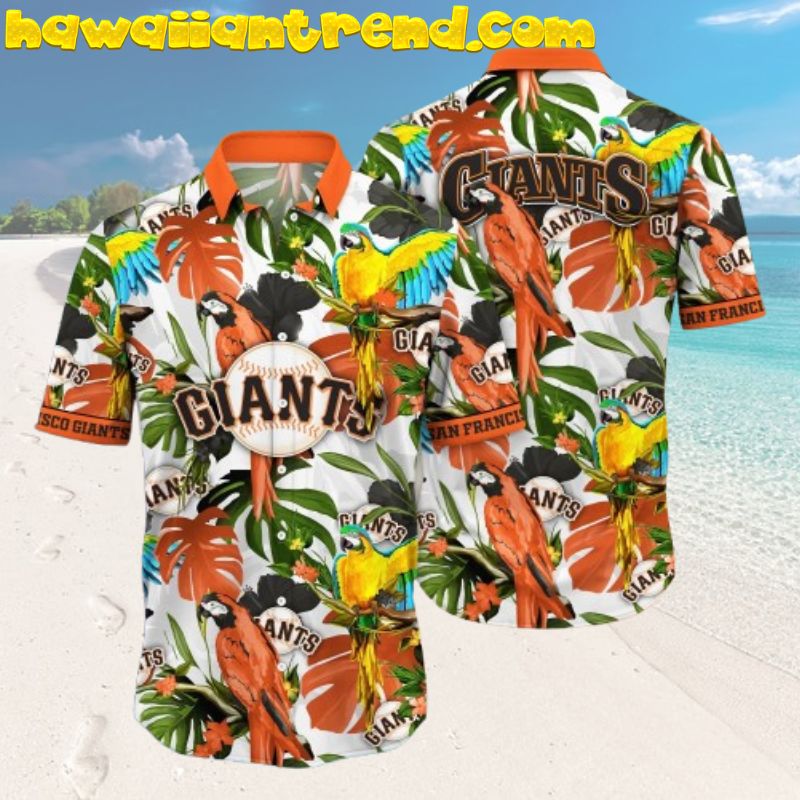 San Francisco Giants Tropical Hibiscus Kekai Performance Black Hawaiian Shirt