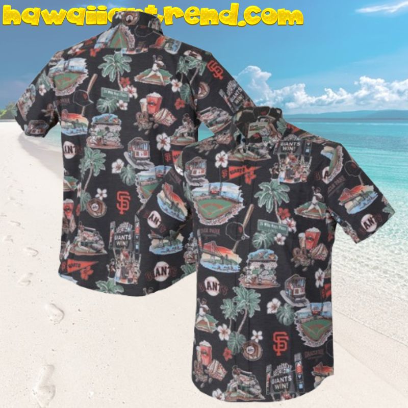 SAN FRANCISCO SF GIANTS Alaska Airlines Summer Pattern Aloha Hawaiian Shirt