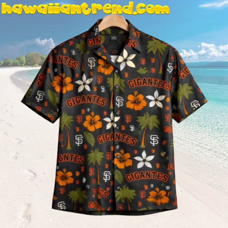 SF Giants Gigantes Tropical Island Hibiscus Aloha Hawaiian Shirt