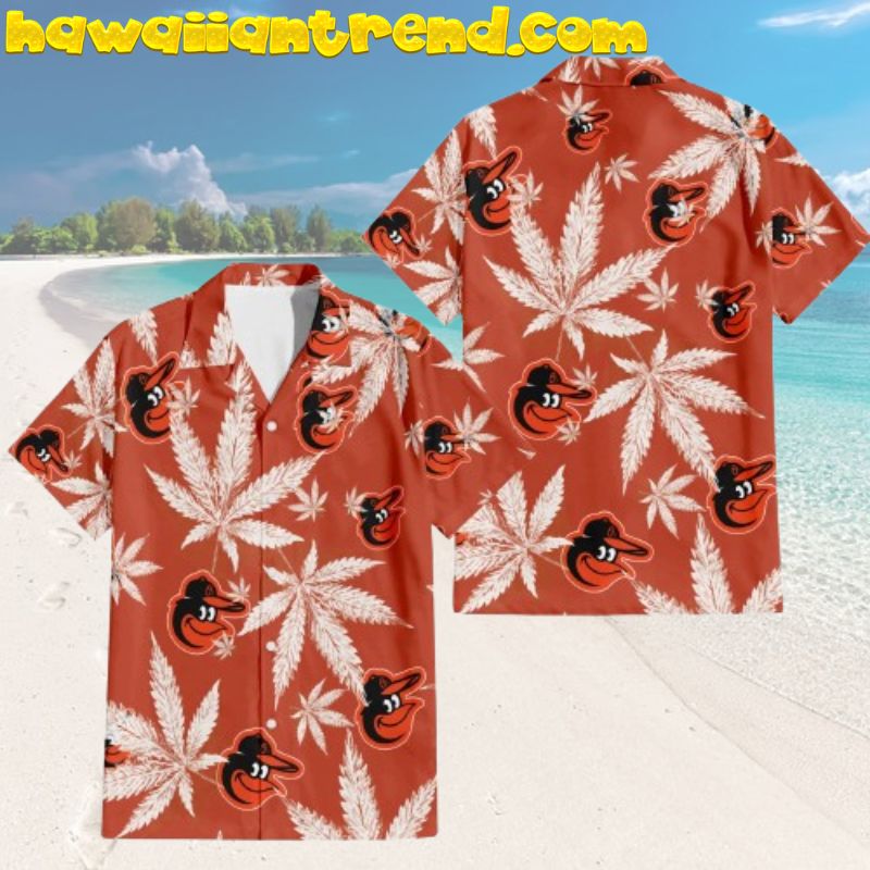 Baltimore Orioles Cannabis Leaves Aloha Hawaiian Shirt
