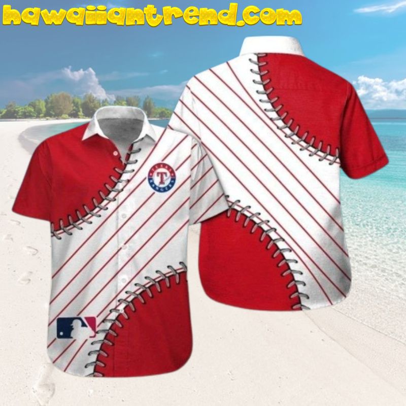 Baseball Seam Design Texas Rangers Unique Hawaiian Shirt