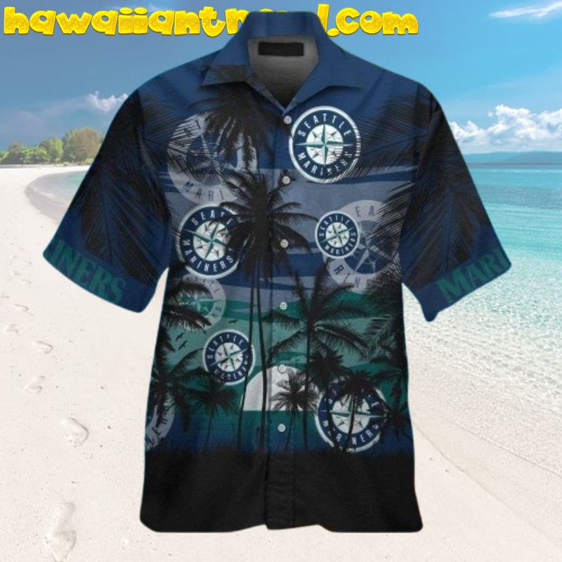 MLB Seattle Mariners Oceanic Palm Tree Sunset Aloha Hawaiian Shirt