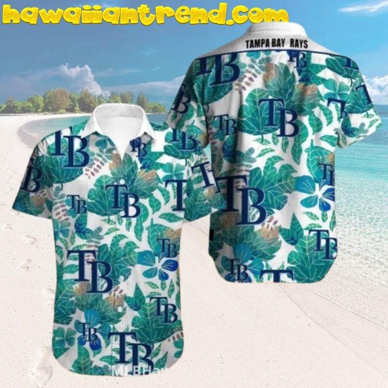 MLB Tampa Bay Rays Green Leaf Pattern Tropical Vibe Hawaiian Shirt