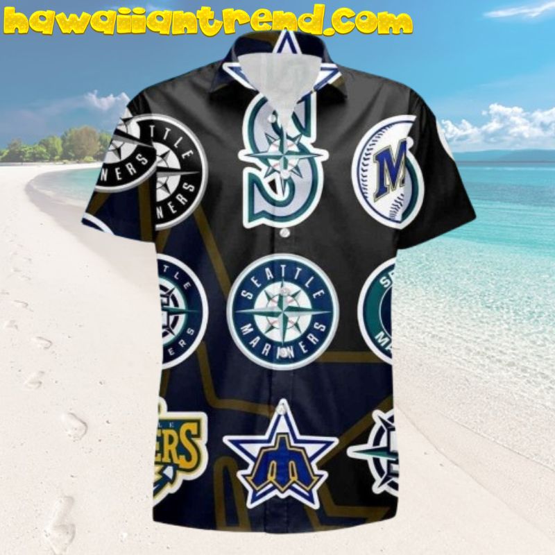 MLB Team Seattle Mariners Anchor Faded Design Hawaiian Shirt