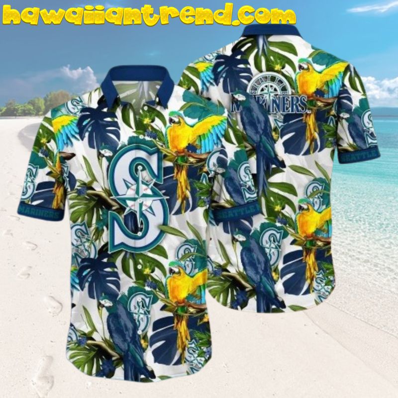 Seattle Mariners Tropical Jungle Parrot Aloha Hawaiian Shirt