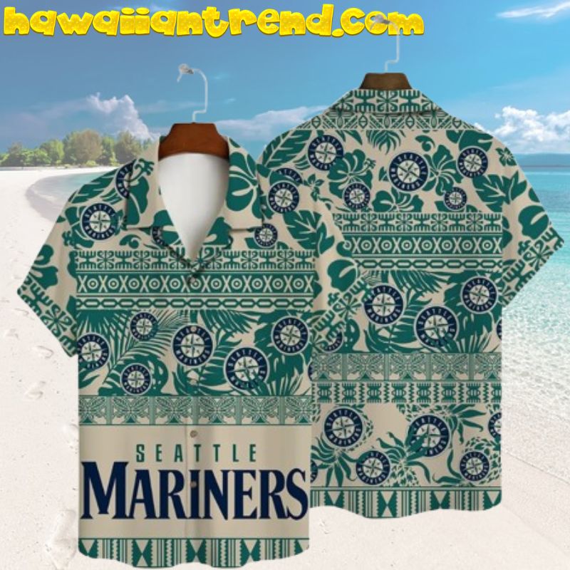 Seattle Mariners Tropical Palms Boho Vintage Design Hawaiian Shirt