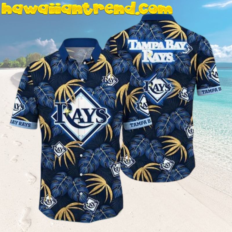 Tampa Bay Rays MLB Blue Monstera Design Palm Leaves Hawaiian Shirt