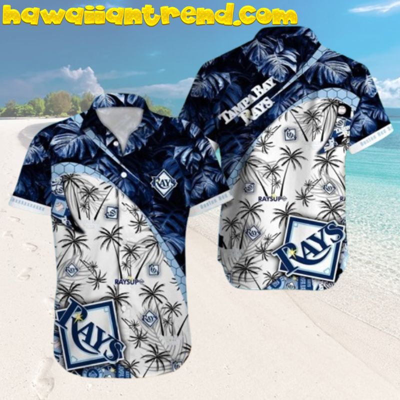 Tampa Bay Rays Palm Leaves Pattern Tropical White Hawaiian Shirt And Shorts