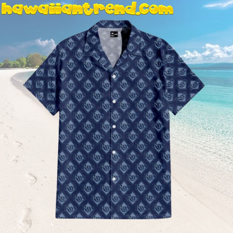 Tampa Bay Rays Scenic Tri-Blend Performance Blue Theme Hawaiian Shirt