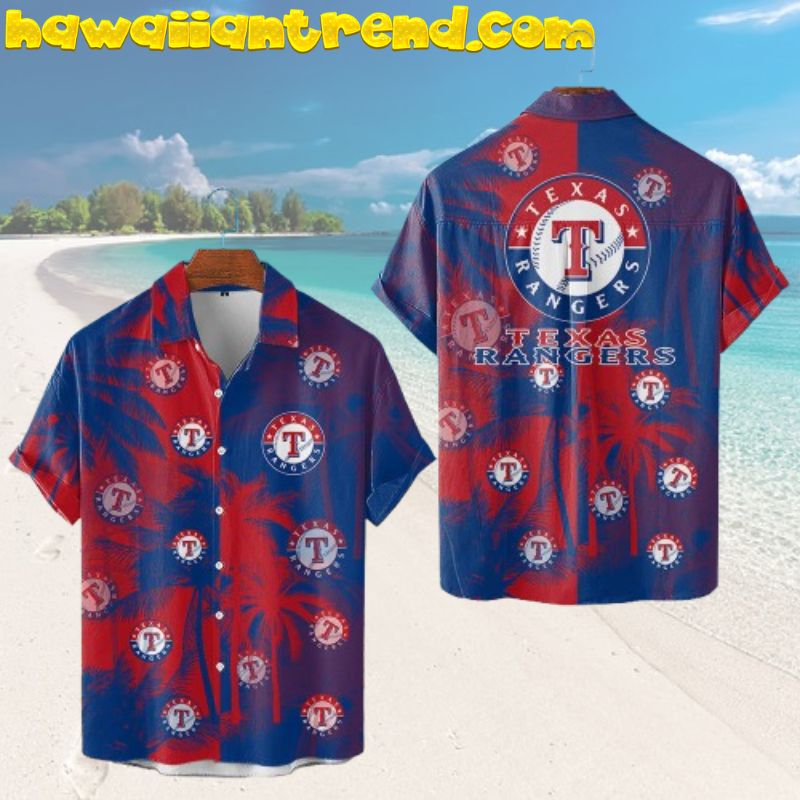Texas Rangers Coastal Palms Island Faded Hawaiian Shirt