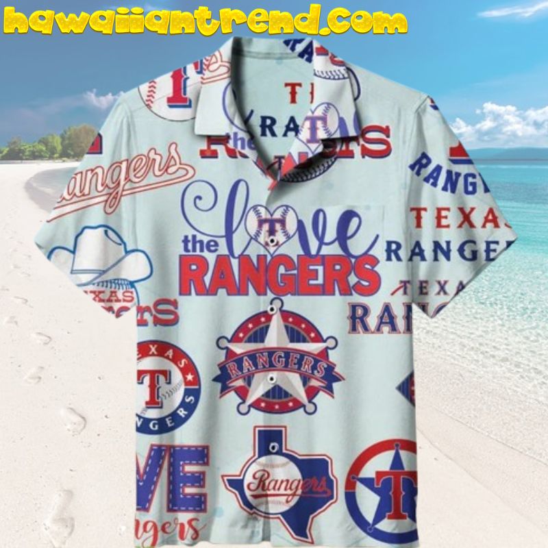 Texas Rangers Tiki Face Tropical Forest Hawaiian Shirt