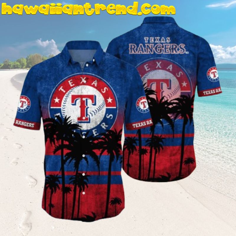 Texas Rangers Tropical Night Coconut Island Vintage Hawaiian Shirt