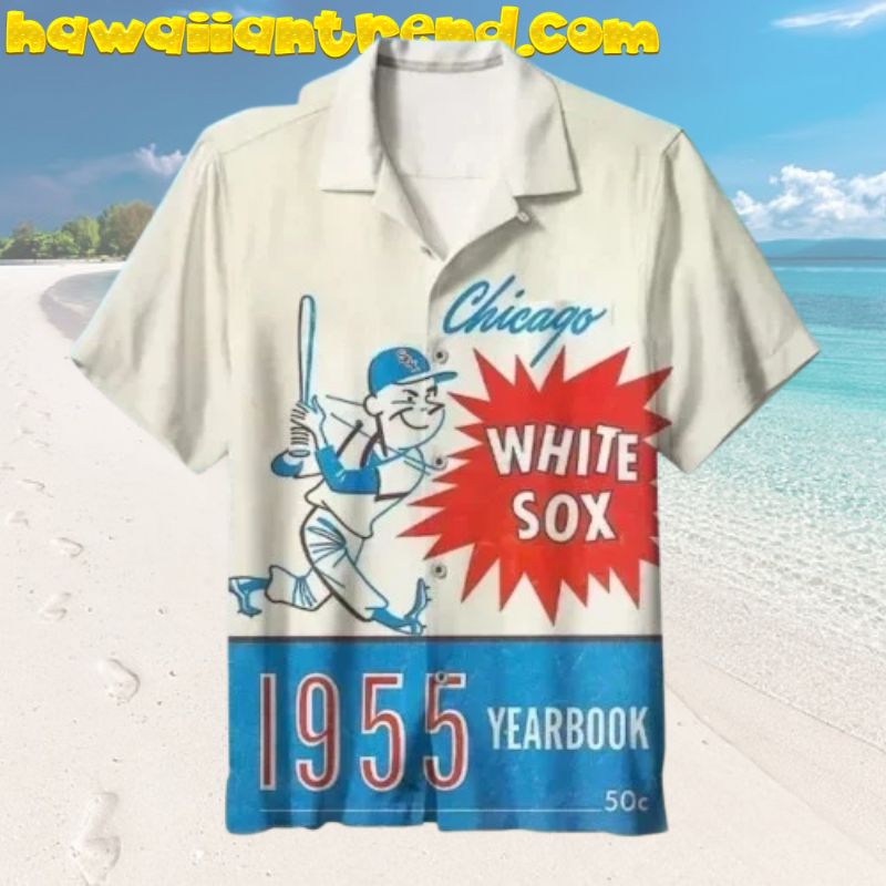 1955 Yearbook Baseball Cartoon White Sox Aloha Hawaiian Shirt